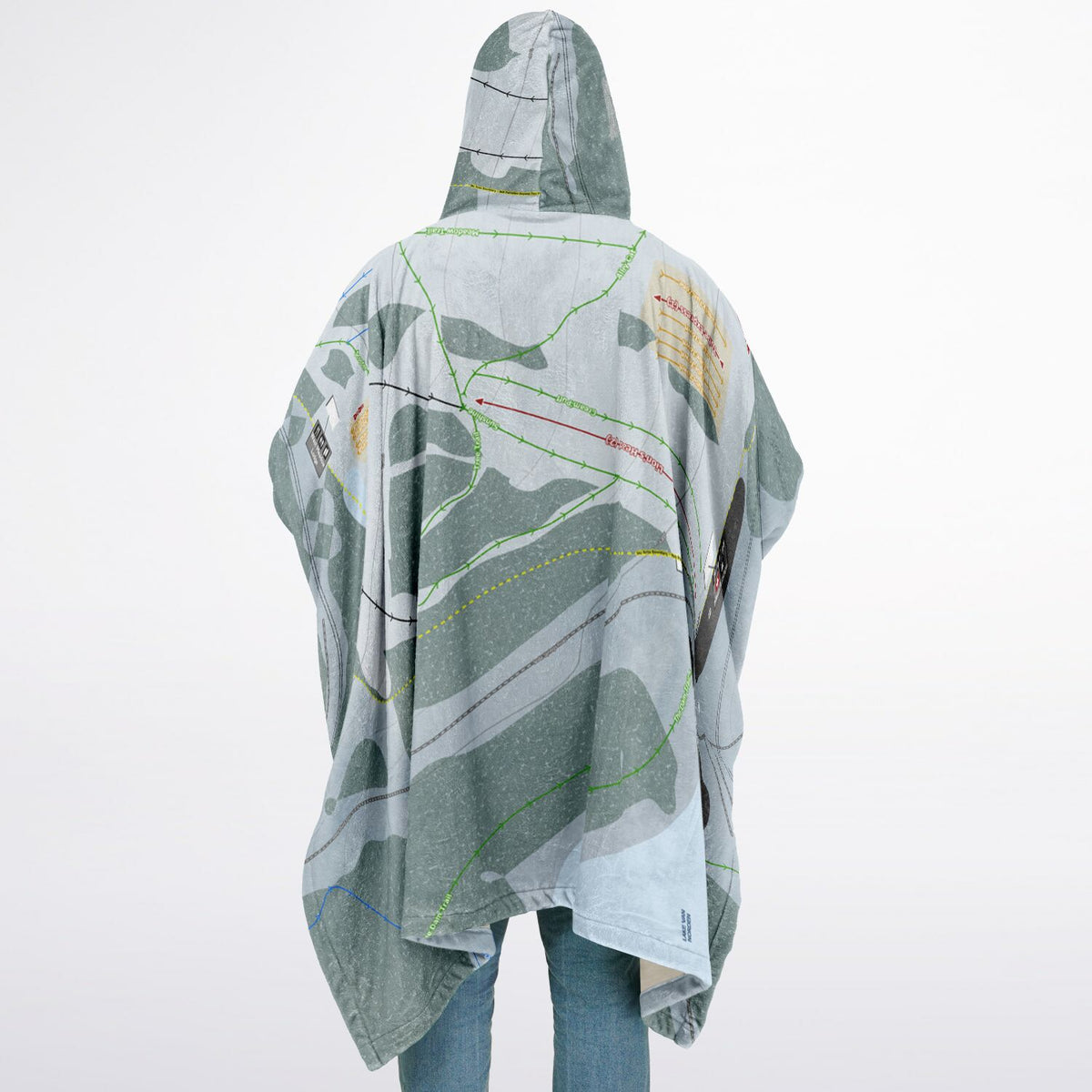 Soda Springs, California Ski Resort Map Flannel Blanket Poncho