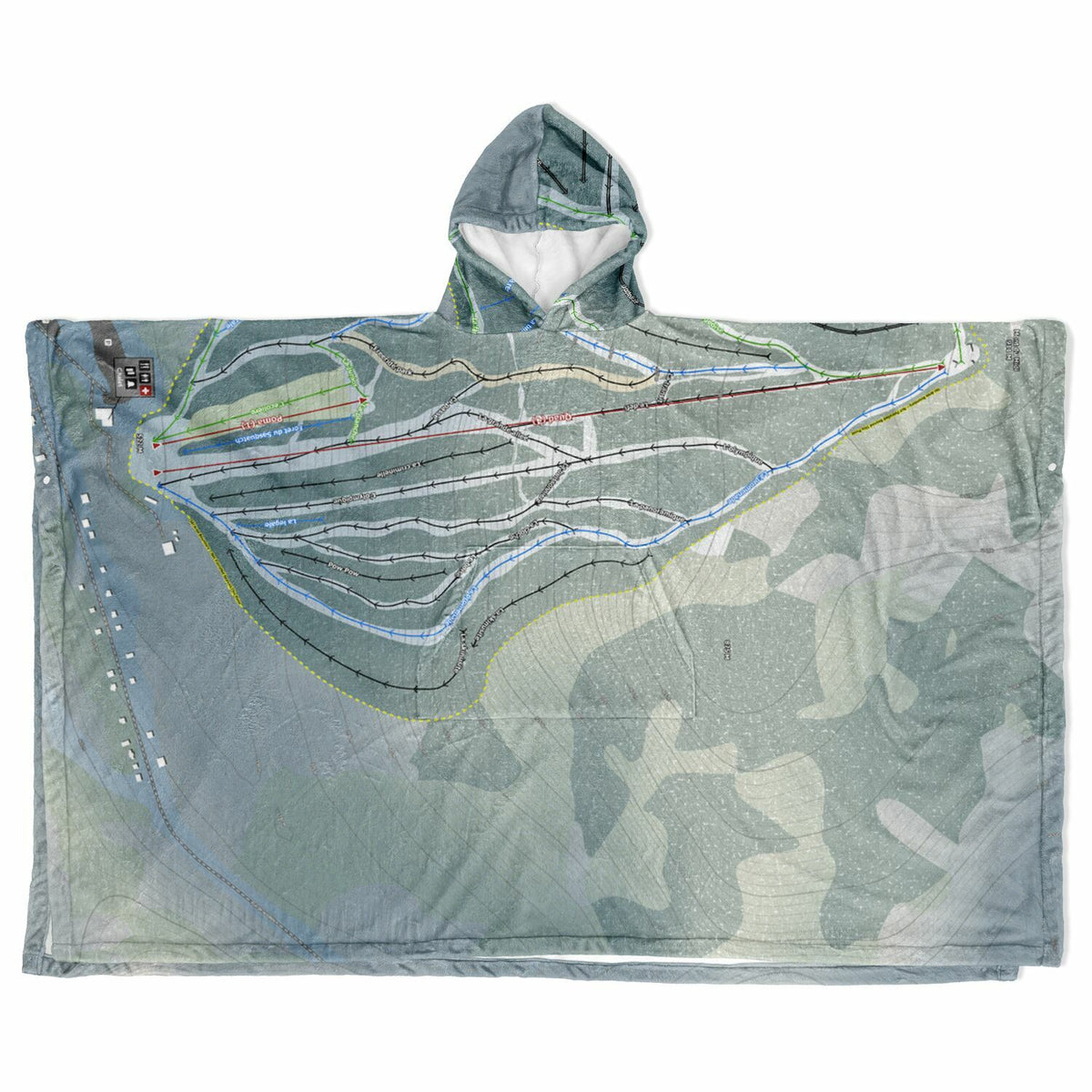Massif Du Sud, Quebec Ski Resort Map Flannel Blanket Poncho