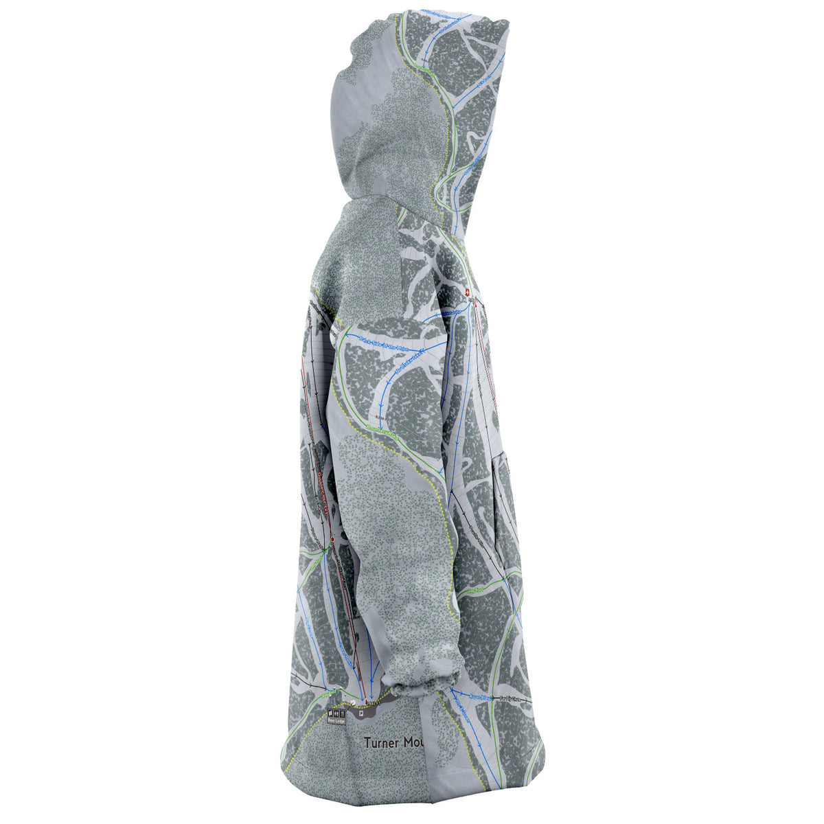 Turner Mountain, Montana Ski Trail Map Snug Hoodie