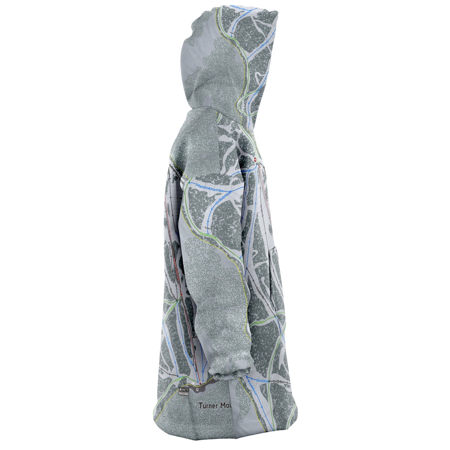 Turner Mountain, Montana Ski Trail Map Snug Hoodie