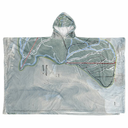 Red Lodge, Montana Ski Resort Map Flannel Blanket Poncho