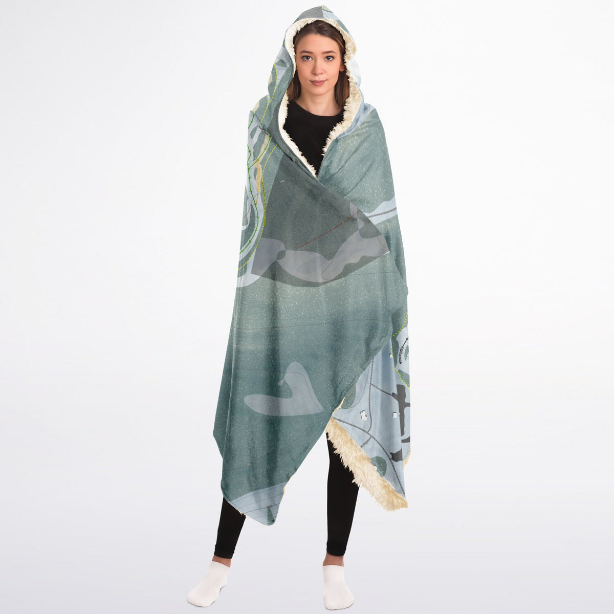 Sky Tavern, Nevada Ski Trail Map - Adult Hooded Blanket