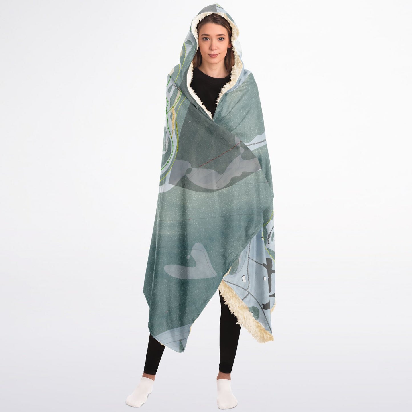 Sky Tavern, Nevada Ski Trail Map - Adult Hooded Blanket