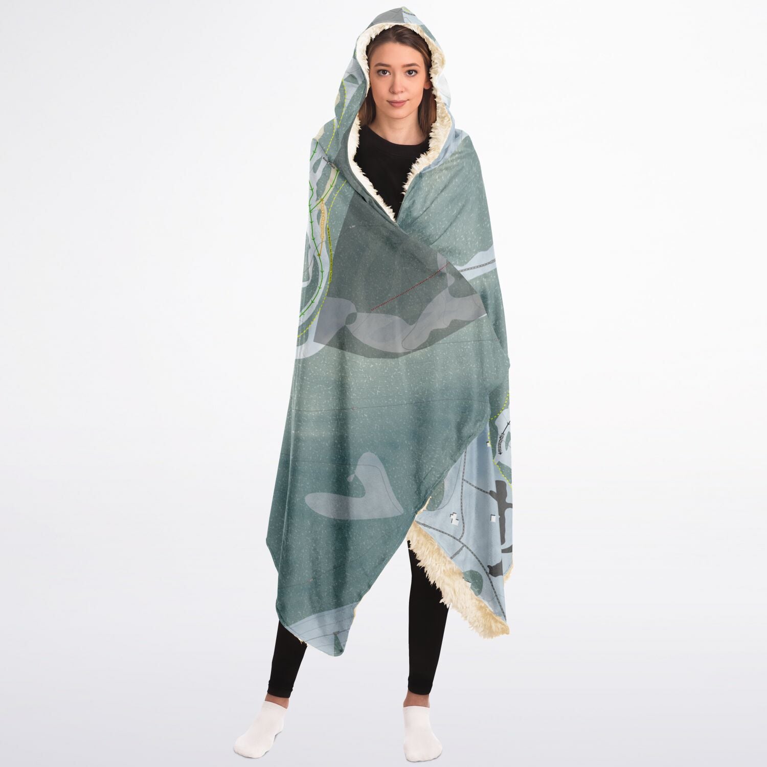 Sky Tavern, Nevada Ski Trail Map - Adult Hooded Blanket