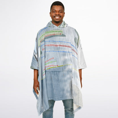 Brantling, New York Ski Resort Map Flannel Blanket Poncho