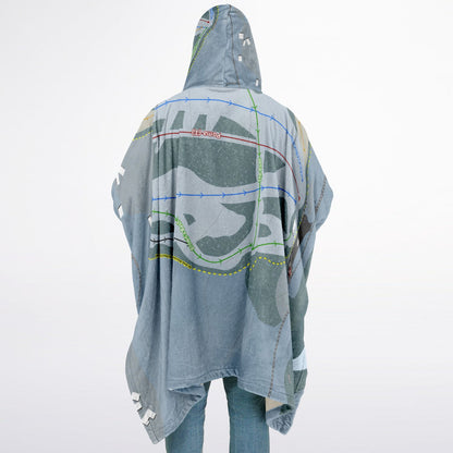 Lake City, Colorado Ski Resort Map Flannel Blanket Poncho