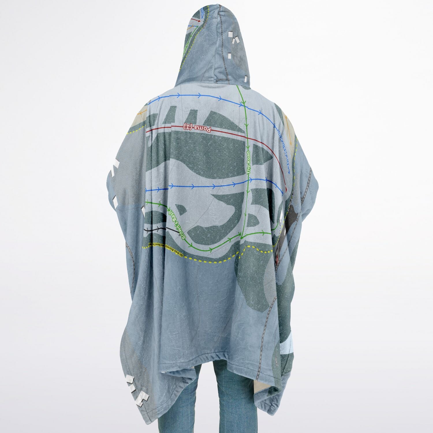 Lake City Ski Hill, Colorado Ski Resort Map Flannel Blanket Poncho