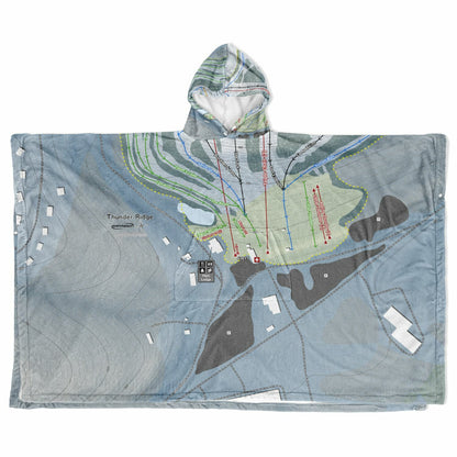 Thunder Ridge, New York Ski Resort Map Flannel Blanket Poncho
