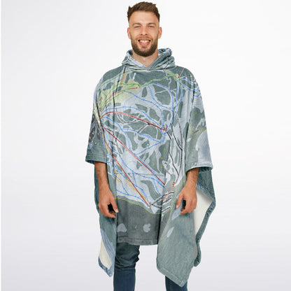 Stevens Pass, Washington Ski Resort Map Flannel Blanket Poncho