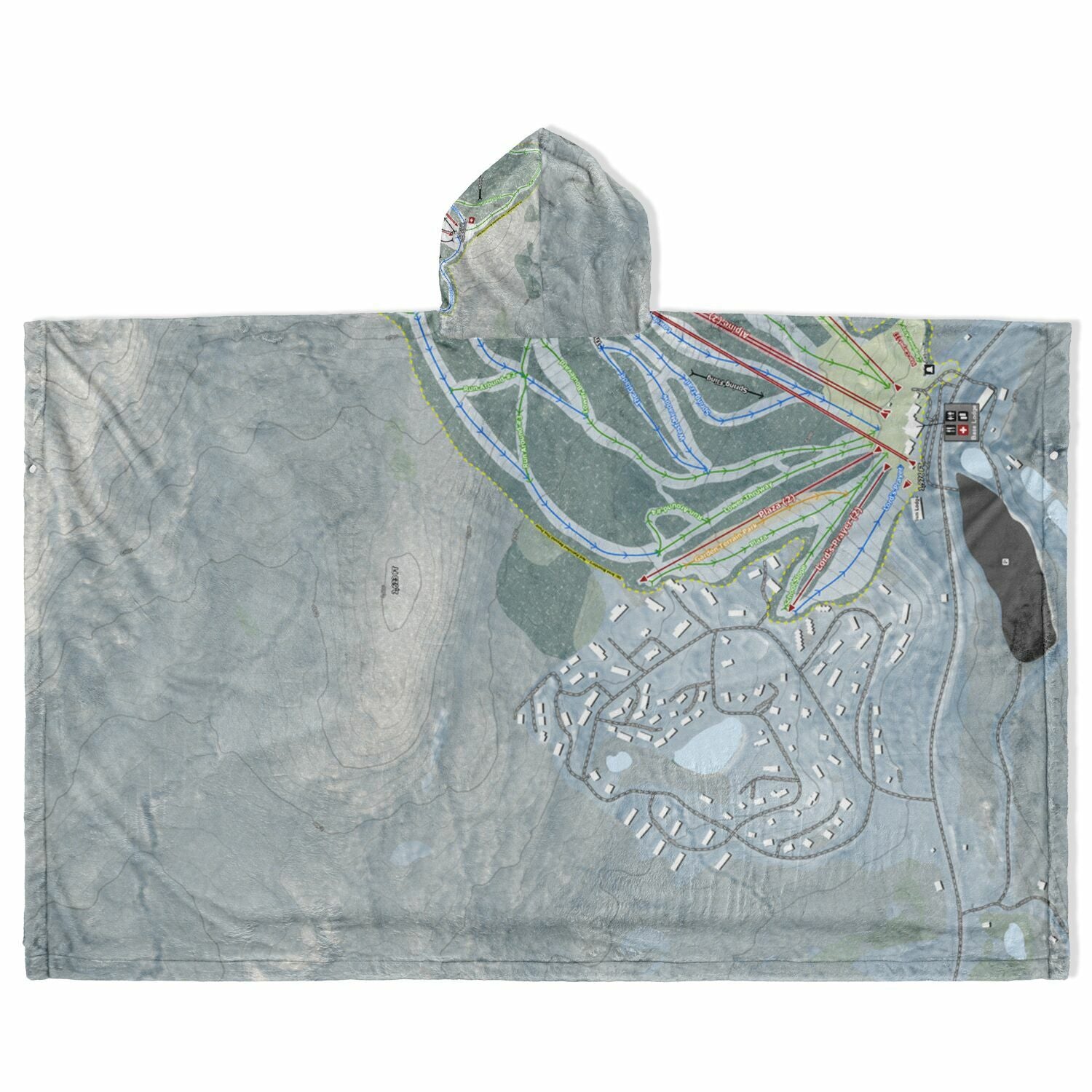 Bromley, Vermont Ski Resort Map Flannel Blanket Poncho