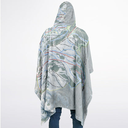Snowbasin, Utah Ski Resort Map Flannel Blanket Poncho