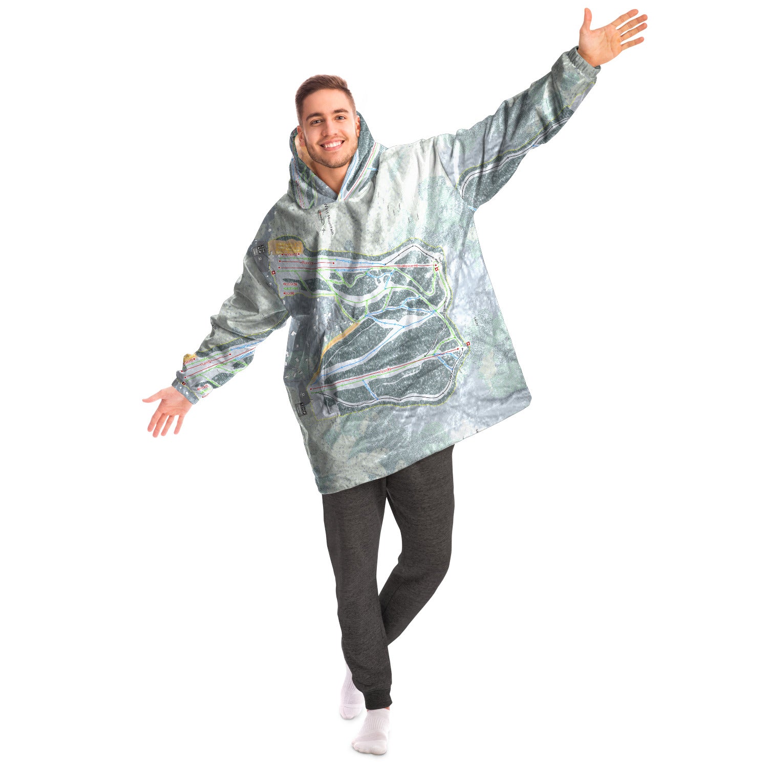 West Mountain, New York Ski Trail Map Snug Hoodie