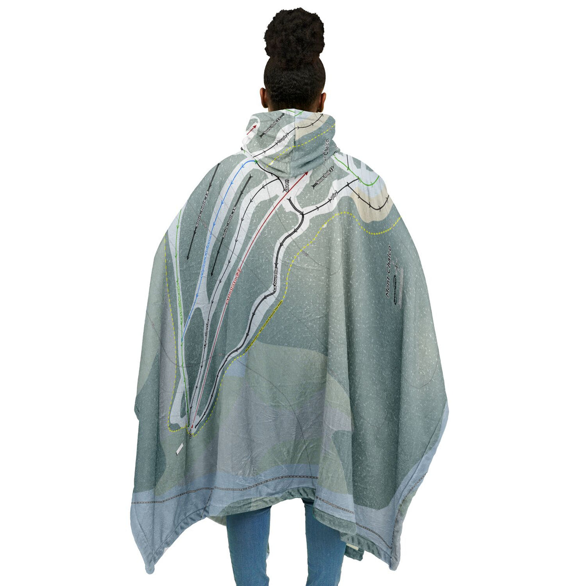 Mont Chalco, Quebec Ski Resort Map Flannel Blanket Poncho