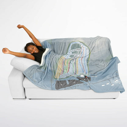 Ski Ward, Massachusetts Ski Resort Map Flannel Blanket Poncho