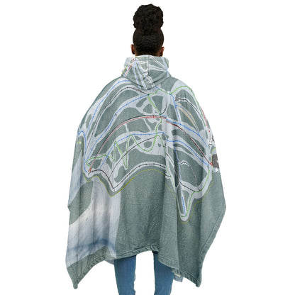 Teton Pass, Montana Ski Resort Map Flannel Blanket Poncho