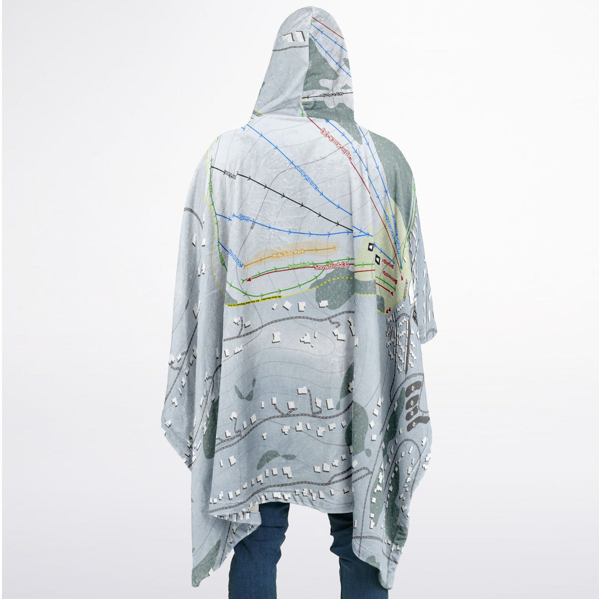 Tahoe Donner, California Ski Resort Map Flannel Blanket Poncho