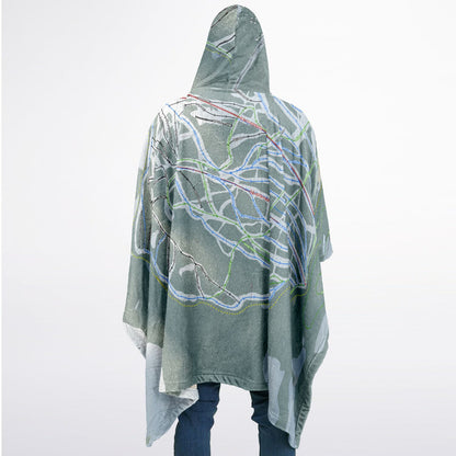 Apex Mountain, British Columbia Ski Resort Map Flannel Blanket Poncho
