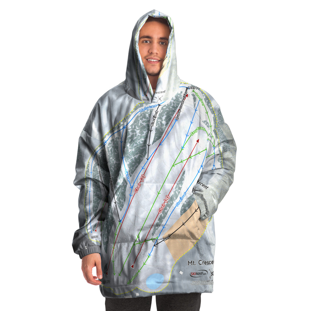 Mt Crescent, Iowa Ski Trail Map - Snug Hoodie