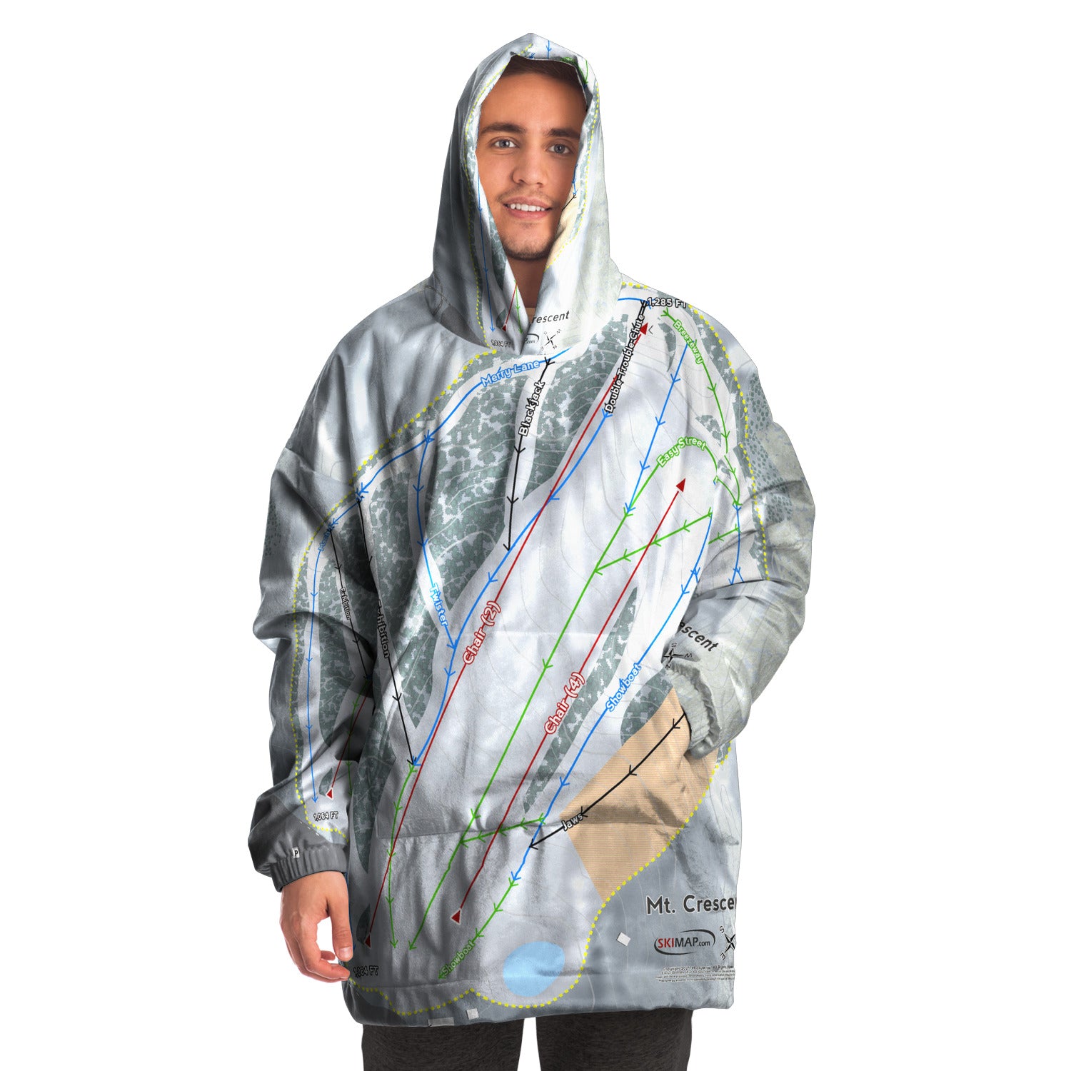 Mt Crescent, Iowa Ski Trail Map - Snug Hoodie