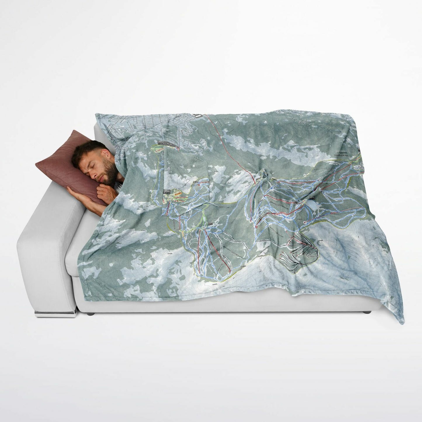 Heavenly, Nevada Ski Resort Map Flannel Blanket Poncho