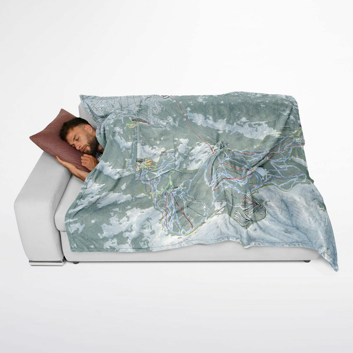 Heavenly, Nevada Ski Resort Map Flannel Blanket Poncho