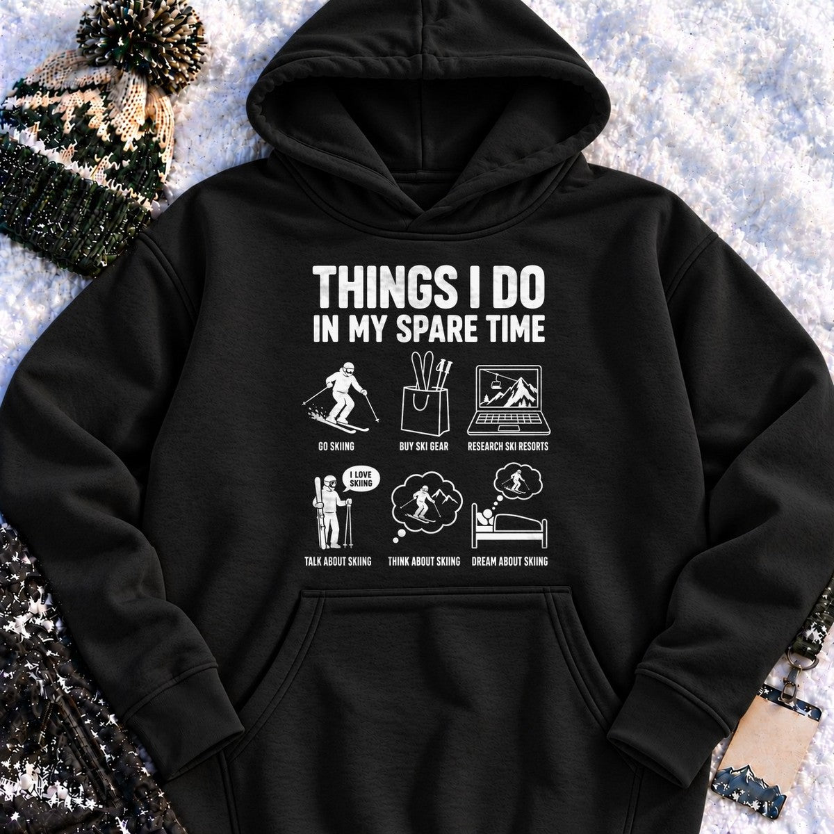 Spare Time Skiing - Hoodie (Black)