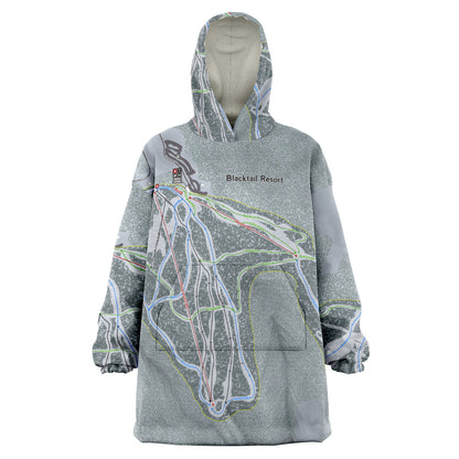 Blacktail, Montana Ski Trail Map - Snug Hoodie - Powderaddicts