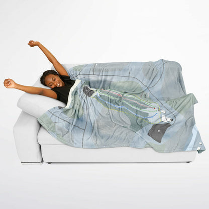 Emery Park, New York Ski Resort Map Flannel Blanket Poncho