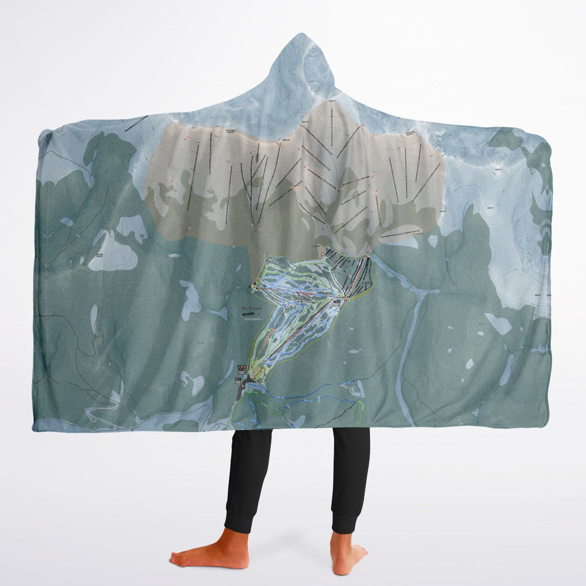 Ski Cooper, Colorado Ski Trail Map - Youth Hooded Blanket