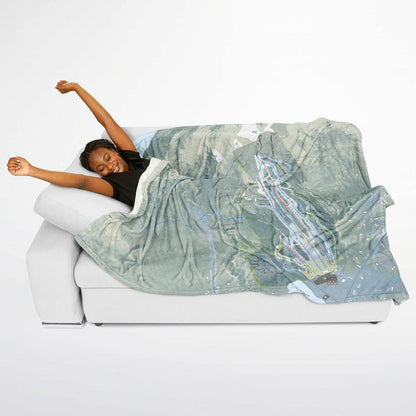 Camden Snow Bowl, Maine Ski Resort Map Flannel Blanket Poncho