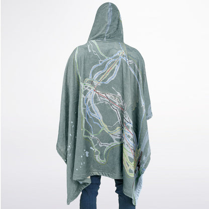 White Pass, Washington Ski Resort Map Flannel Blanket Poncho