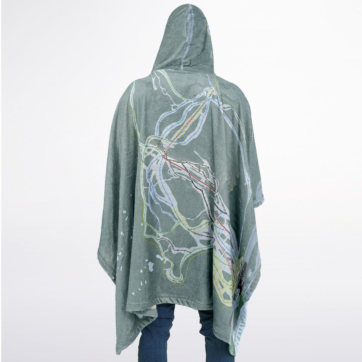 White Pass, Washington Ski Resort Map Flannel Blanket Poncho