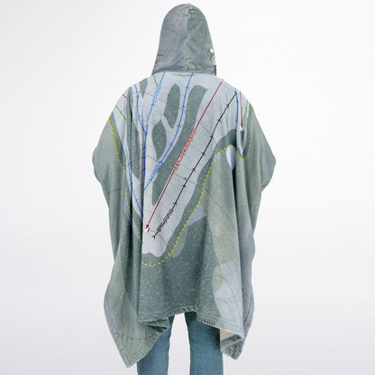 Spruce Mountain, Maine Ski Resort Map Flannel Blanket Poncho