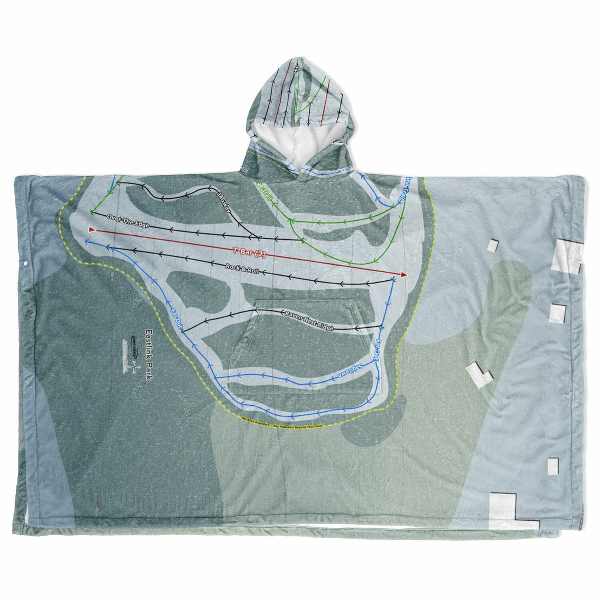 Eastlink Park, Alberta Ski Resort Map Flannel Blanket Poncho