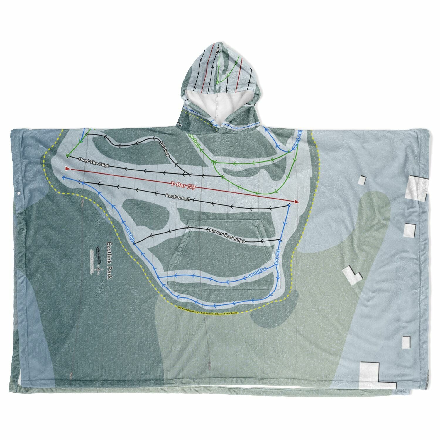 Eastlink Park, Alberta Ski Resort Map Flannel Blanket Poncho