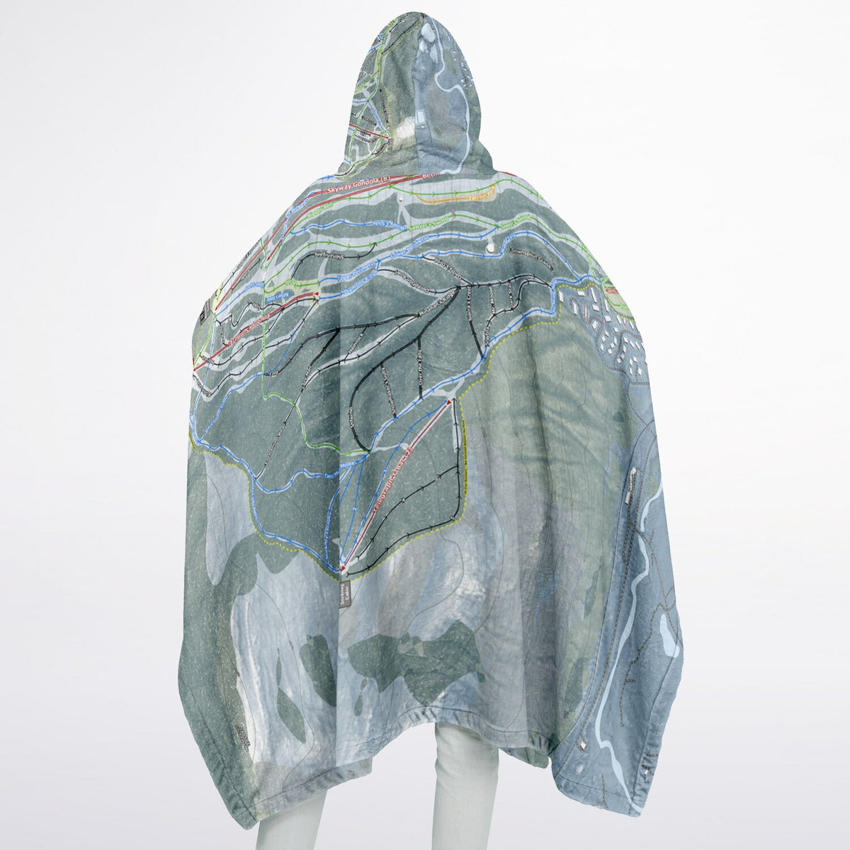 Bretton Woods, New Hampshire Ski Resort Map Flannel Blanket Poncho