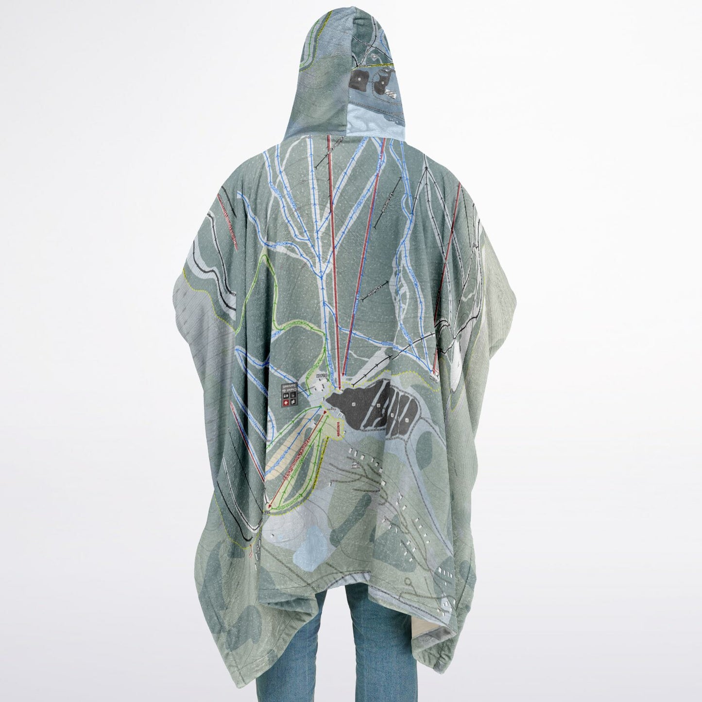 Le Massif De Charlevoix, Quebec Ski Resort Map Flannel Blanket Poncho