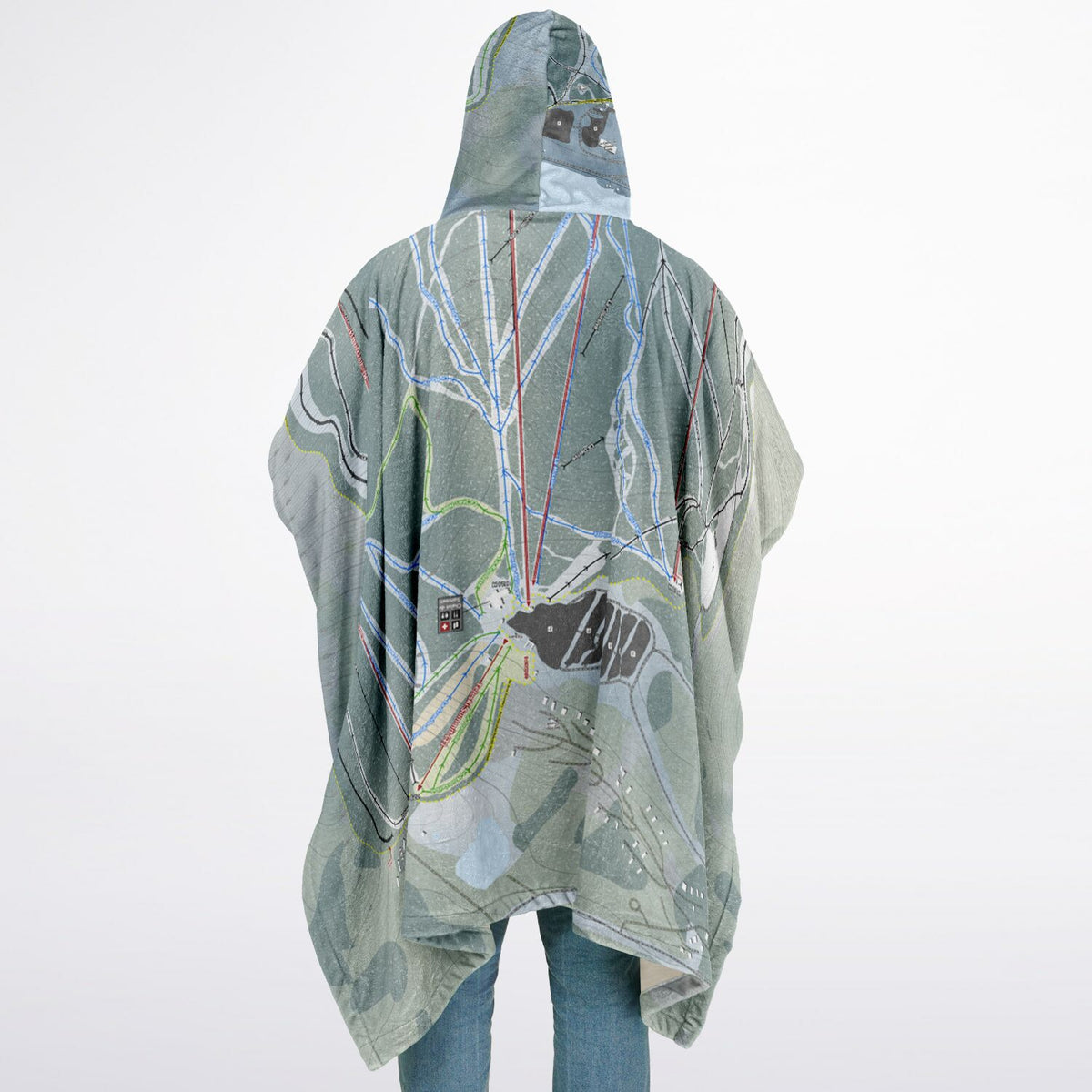 Le Massif De Charlevoix, Quebec Ski Resort Map Flannel Blanket Poncho