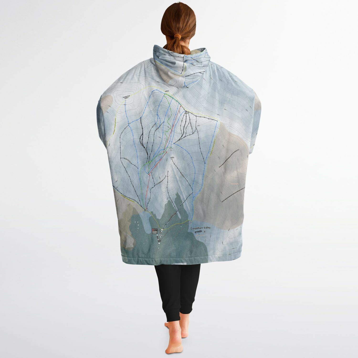 Craigieburn Valley, New Zealand Ski Trail Map - Snug Hoodie