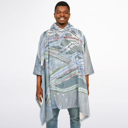 Big Powderhorn, Michigan Ski Resort Map Flannel Blanket Poncho