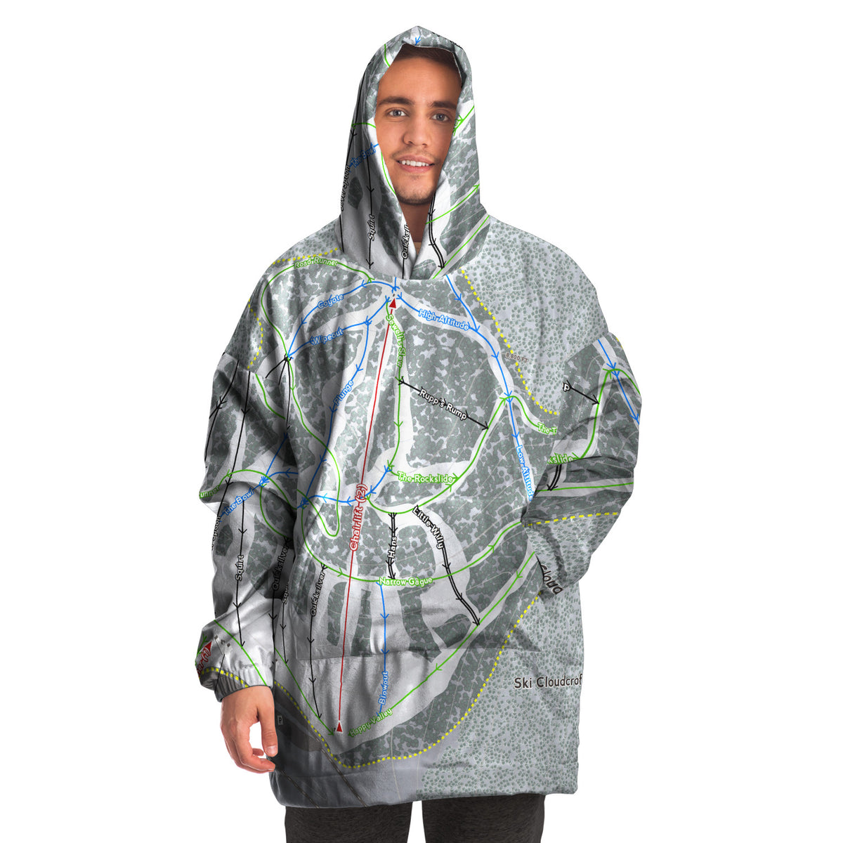 Ski Cloudcroft, New Mexico Ski Trail Map - Snug Hoodie