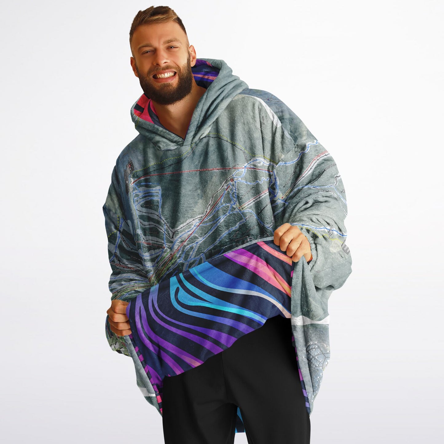 Cannon Mountain, New Hampshire Ski Resort Map Reversible Snug Hoodie
