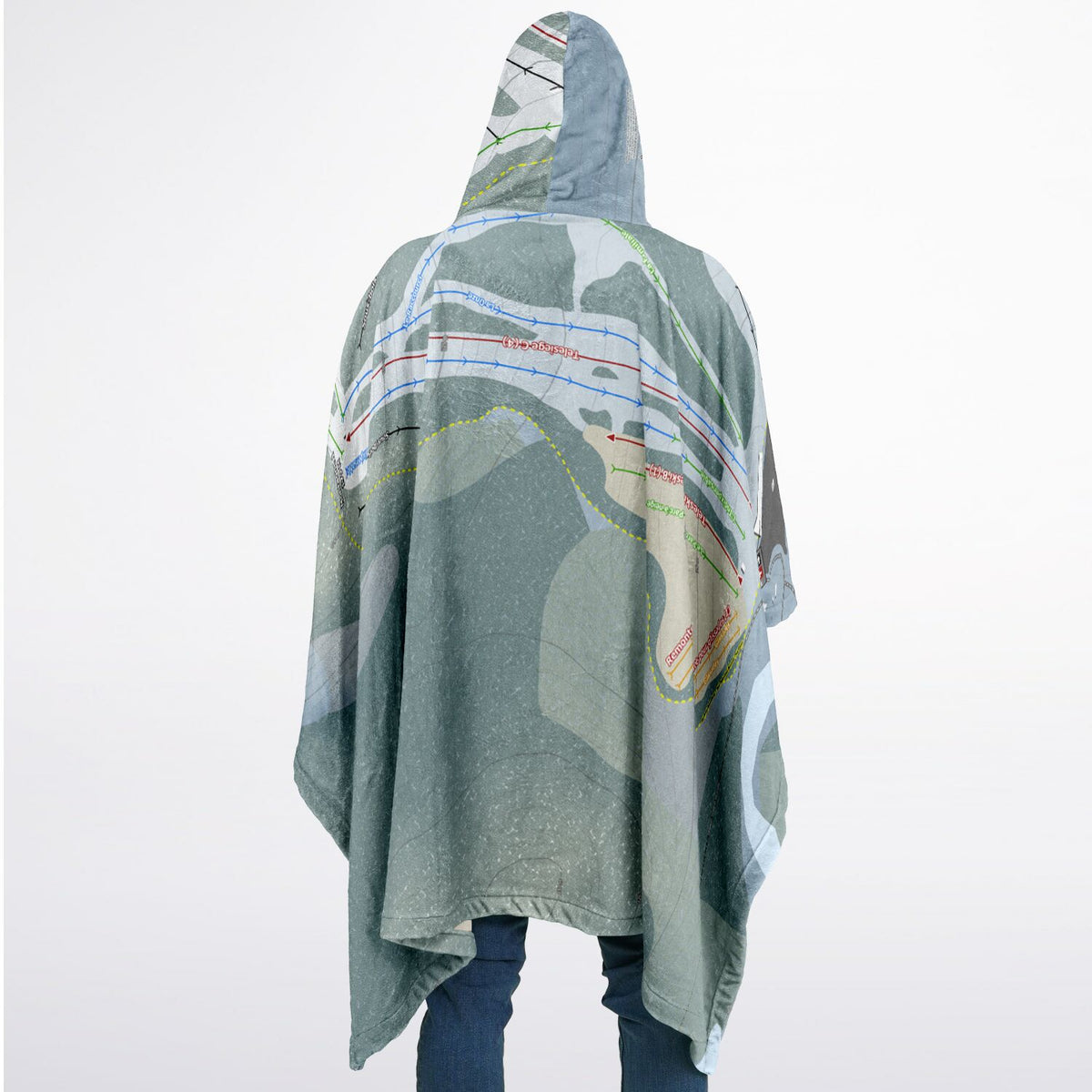 Mont Ti-Basse, Quebec Ski Resort Map Flannel Blanket Poncho