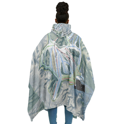 Nubs Nob, Michigan Ski Resort Map Flannel Blanket Poncho