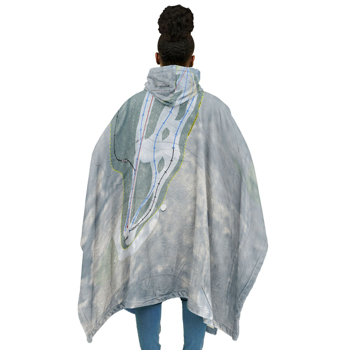 Victor Constant, New York Ski Resort Map Flannel Blanket Poncho