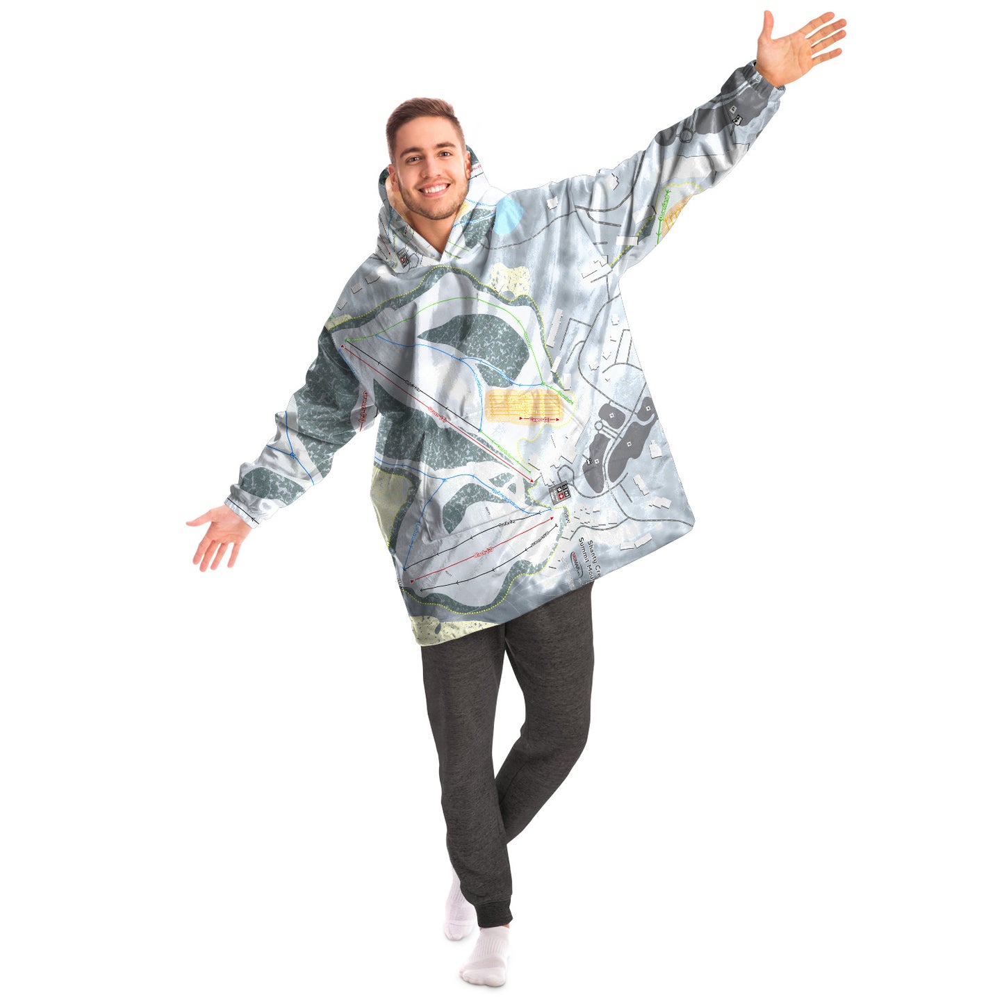Shanty Creek Summit Mountain, Michigan Ski Trail Map Snug Hoodie - Powderaddicts