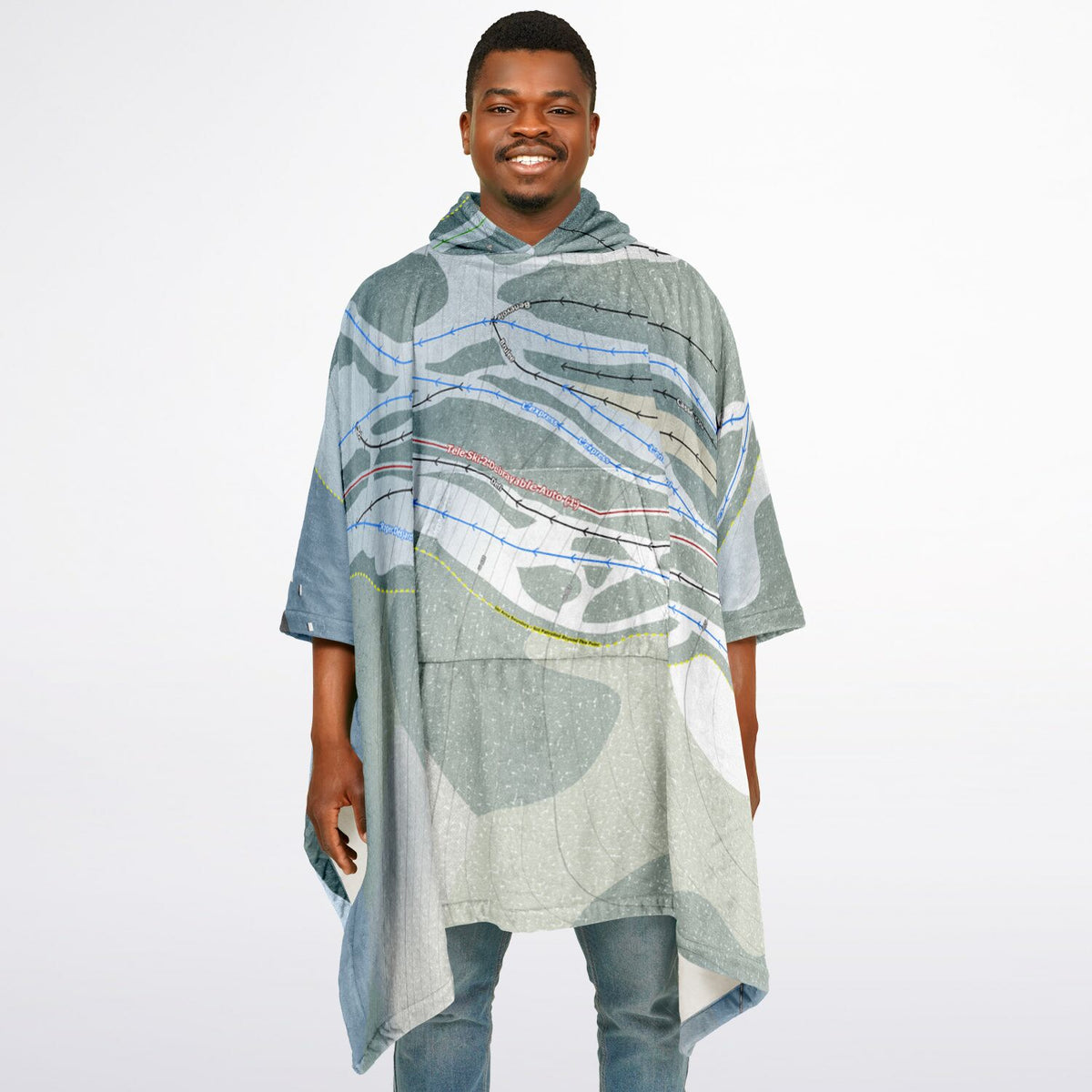 Mont Castor, Quebec Ski Resort Map Flannel Blanket Poncho