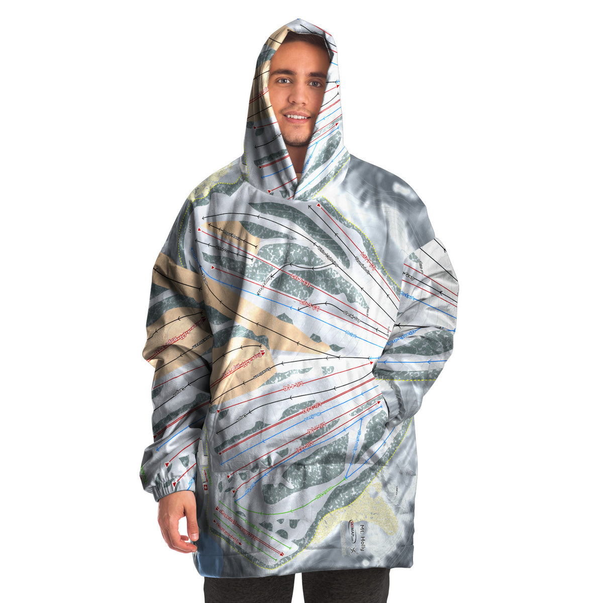 Mt Holly, Michigan Ski Trail Map Snug Hoodie