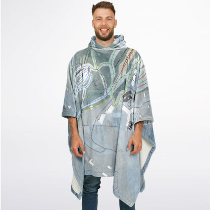 Shanty Creek Schuss Mountain, Michigan Ski Resort Map Flannel Blanket Poncho