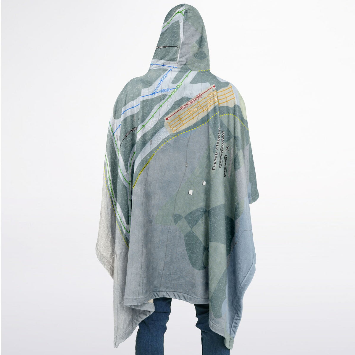 Tussey Mountain, Pennsylvania Ski Resort Map Flannel Blanket Poncho